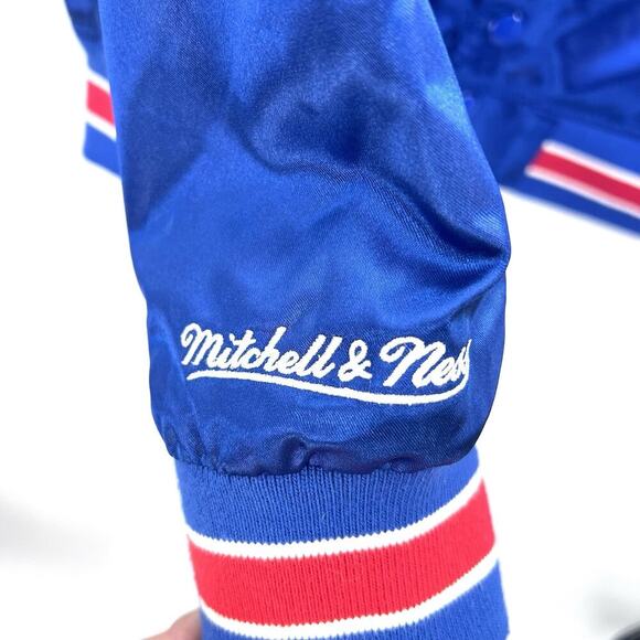 Vintage 80s Mitchell & Ness Philadelphia 76ers Blue Satin Jacket Size Small - Picture 3 of 5